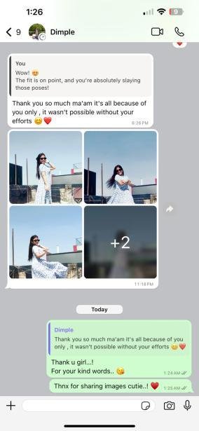 WhatsApp feedback from student Dimple