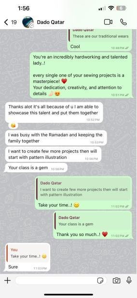 WhatsApp feedback from student Dado