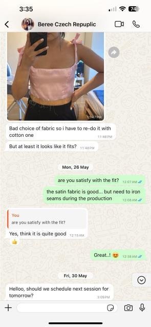 WhatsApp feedback from student Berea
