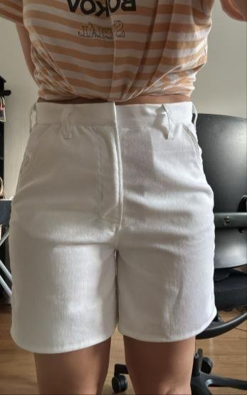 Student project white tailored shorts