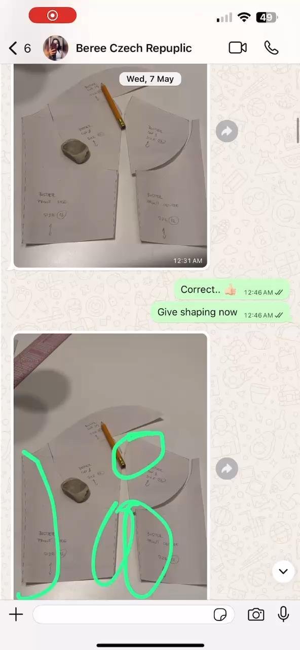 Detailed tutor corrections shared with a student in WhatsApp