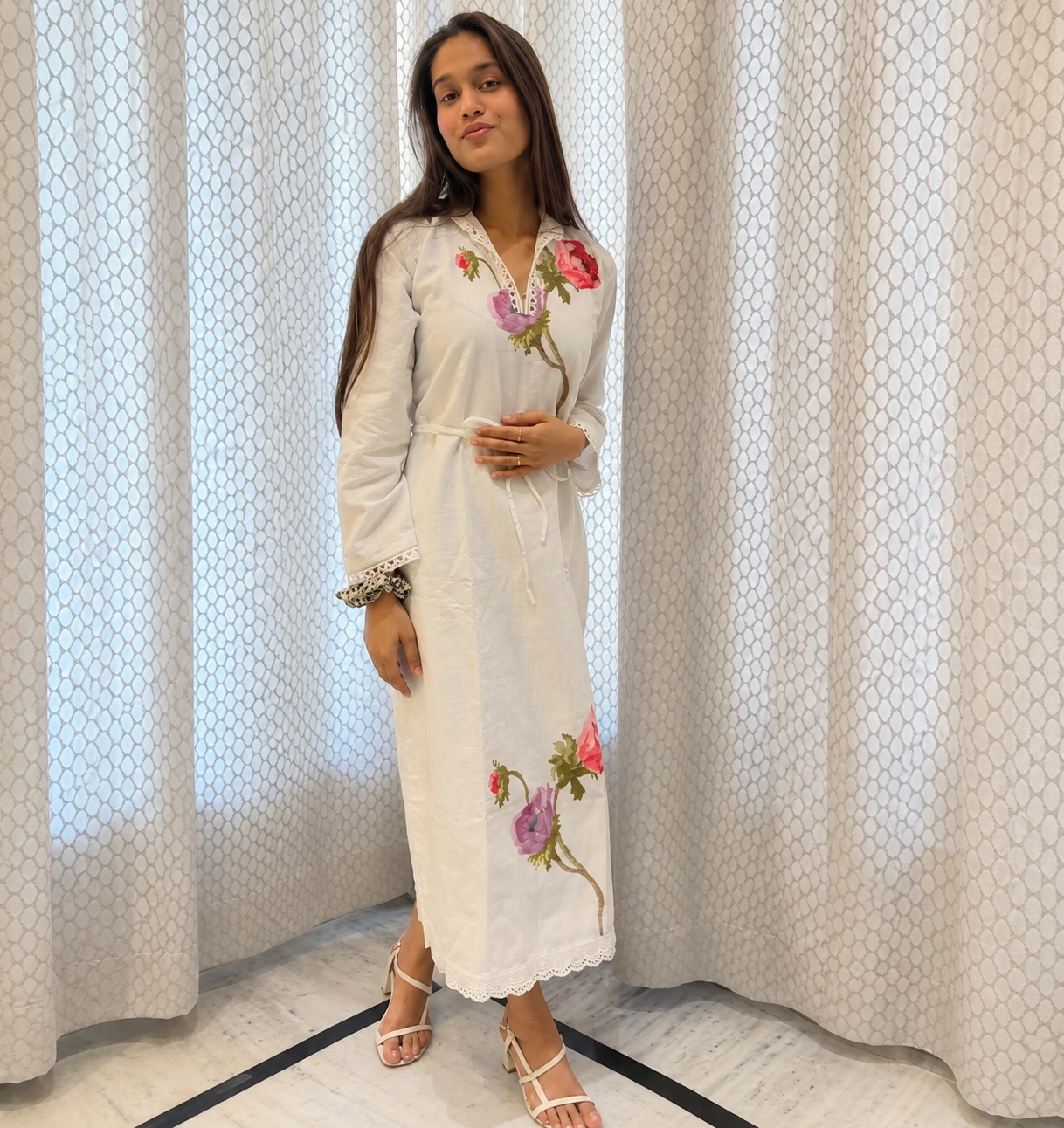Embroidered cream outfit front student project