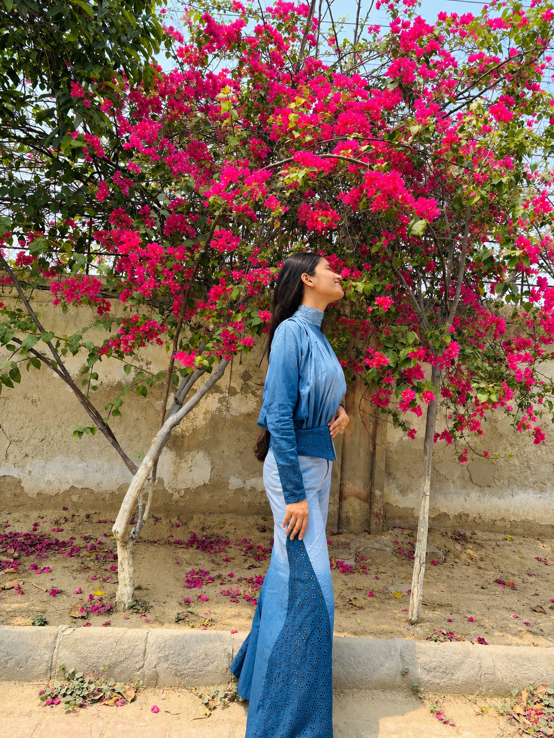 Blue outfit outdoors student project