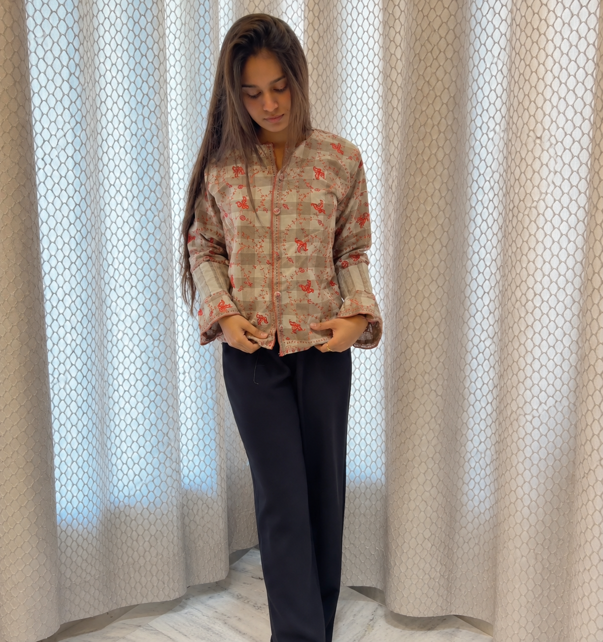 Printed blouse and trousers student project